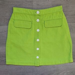 Tommy Hilfiger Women's Vintage Solid Green Button-Down Pull On Mini Skirt Size 4
